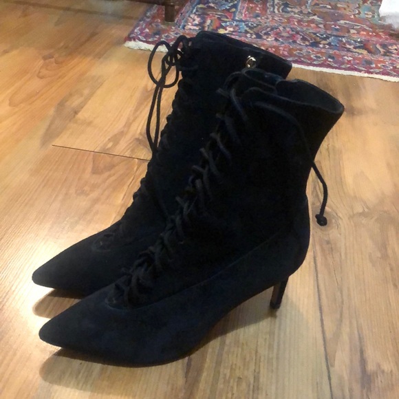 Black suede lace-ups - 2 inch heels - Picture 2 of 2